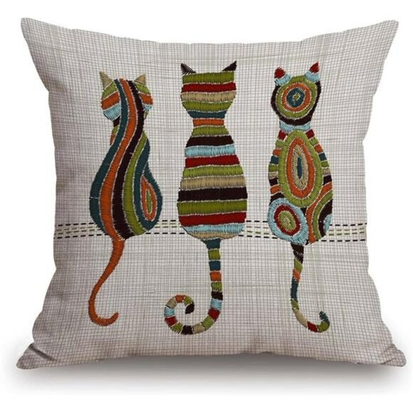 TSSOHU Cat Throw Pillow Cover 18x18 Cute Animal Decorative Cushion Case Sofa - Picture 1 of 5